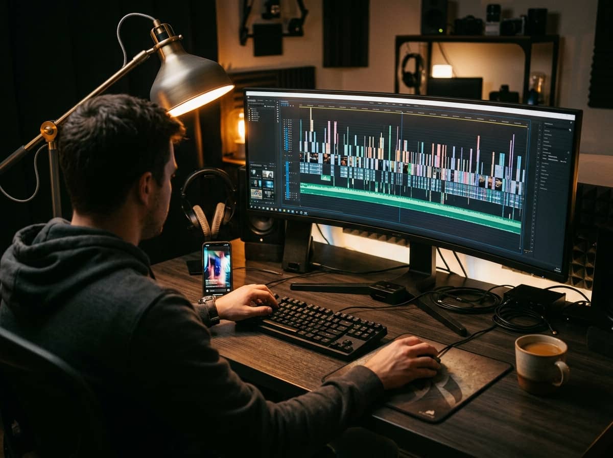 An editor cutting a livestream into many vertical clips